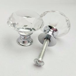 30mm diamant cristal verre bouton de porte armoire tiroir armoire meubles tirer poignée de porte boutons avec vis accessoires de meubles DBC VT1216