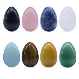 30mm Egg Shaped Crystal Round Natural Minerals Reiki Healing Stone Pink Quartz Amethyst Sphere DIY Gifts Citrine Home Decor