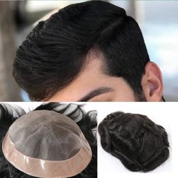 30mm Hommes Perruques Cheveux Humains Mono Avec NPU Toupet Hommes Prothèse Capillaire Unité De Cheveux Système De Remplacement Cheveux Pièces Perruque Pour Homme