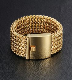 Bracelet de 30 mm de large 22 cm de longueur Men039s ne jamais fondre Gold Couleur épaisse Bracelet en acier inoxydable Men Bangles Bijoux Brangage 8542740