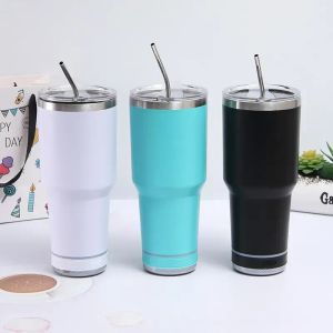 30oz Bluetooth -luidspreker tuimelaars roestvrij staal vacuüm geïsoleerde muziekbeker koffie water drinkfles met draadloze luidspreker metalen stro 0411