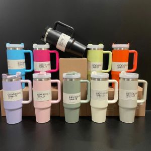 30oz DHL Nouveau extincteur H2.0 Gobeurs en acier inoxydable tasses avec couvercle de poignée et piscine rose de paille Continuez à boire des tasses de voiture de voyage à froid