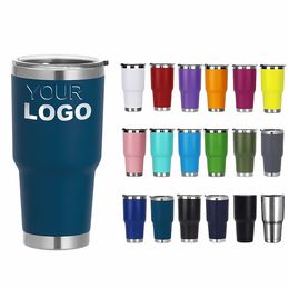 Tasse de voyage en acier inoxydable de 30 oz Top à double paroi à vide aspectif en vrac isolé en vrac avec des pailles en poudre tasse de café adapté aux supports de tasse de véhicule HSK008