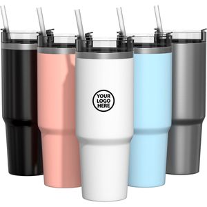 Tasse de voyage en acier inoxydable de 30 oz avec couvercle à double paroi à double vide isolées de gobelet en vrac en poudre en revêtement adapté pour les supports de tasse de véhicule HSK009