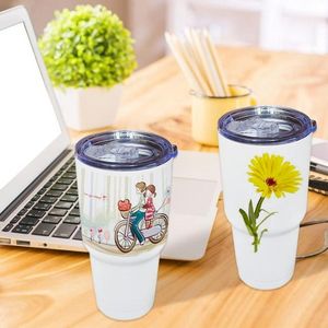 Gobelets de voyage vierges en vrac de 30 oz pour sublimation Tasses isolées sous vide à double paroi Couvercles Tasses à café en acier inoxydable pour porte-gobelets de véhicule