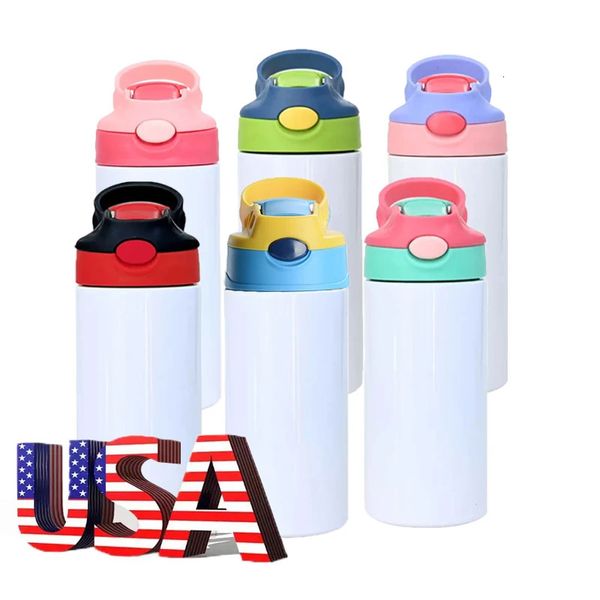 30pack USA Warehouse Bulk 12oz Straight Sublimation Kids Flip Top Tumblers Bottle Water 240419