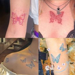 30PC papillon rouge tatouage temporaire étanche coloré bras poignet poitrine faux autocollants de tatouage pour les femmes Grils Flash décalcomanies Tatoos