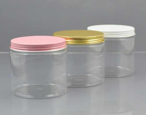 30pclot 250g Jar cosmétique en plastique rechargeable 8oz Bouteille de sérum transparent or Rose blanc rose couvercle de crème Récipient de crème Fit Butters1159666