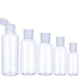 30 stks 10/30/50/60 / 100 ML Plastic Lege Fles Travel Lotion Vloeibare Flessen Dispenser Sample Flip Cap 201012