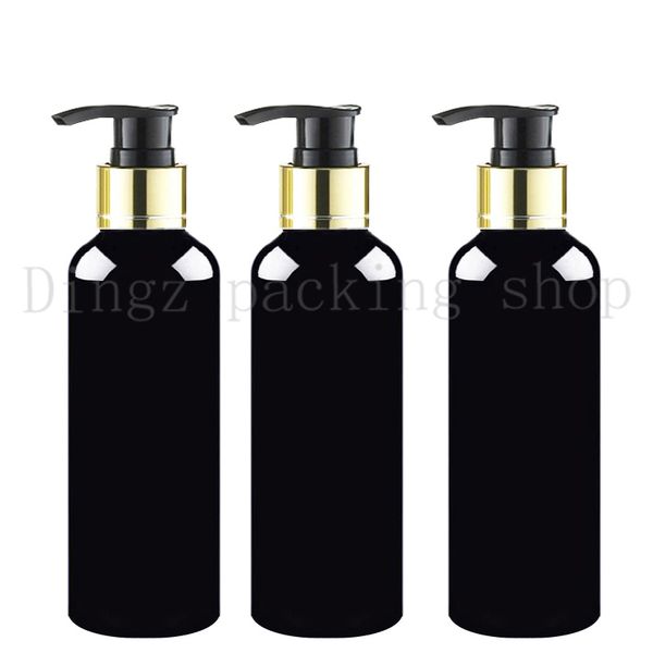 30 pièces 100/150/200/250ml collier en or noir pompe en plastique pet bouteille noire pour l'emballage de cosmétiques, pompe de récipient de lotion de shampooing