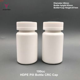 Livraison gratuite 30pcs 100ml HDPE Bouteille de capsule de pilule en plastique blanc avec capuchon CRC et qualité d'étanchéité en aluminium