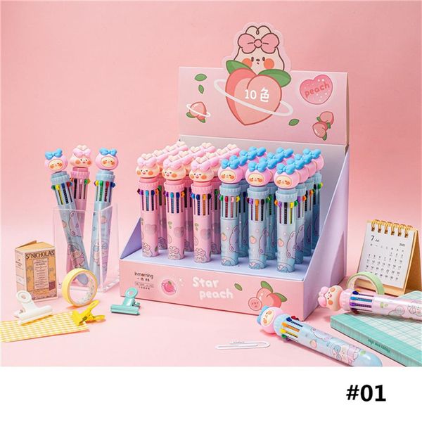 30 pcs 10 couleurs Dessin Animé Stylos À Bille 0 5mm Multicolore Stylo Étudiant École Fournitures De Bureau Mignon Lapin Ours Papeterie Creative Kid244f