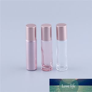 30 pièces 10ml couleur rose verre épais rouleau sur huile essentielle vide bouteille de parfum rouleau boule bouteille pour voyage
