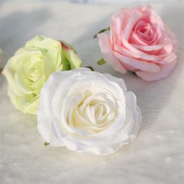 30 stcs 12 cm kunstmatige rozenbloemhoofden zijden decoratieve bloemenfeest decoratie bruiloft muur rozen boeket witte roze champagne