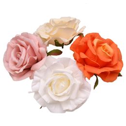 30 pièces/12 CM grande Rose blanche têtes de fleurs en soie artificielle bricolage Scrapbooking mariage maison fête décoration de gâteau fausse couronne de fleurs 240105