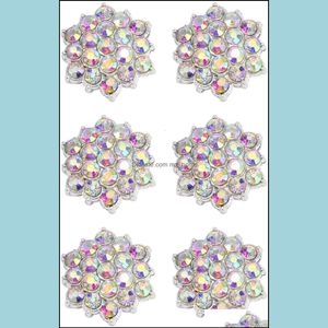 30 Pcs 12 Mm Fleur Alliage Strass Bouton Flatback Ab Cristal Métal Embellissements Diy Bijoux Faire Des Cheveux De Mariage Embellissement Drop Delive