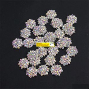 30 pièces 12Mm fleur alliage strass bouton Flatback Ab cristal métal embellissements bijoux à bricoler soi-même faisant cheveux mariage embellissement goutte LL