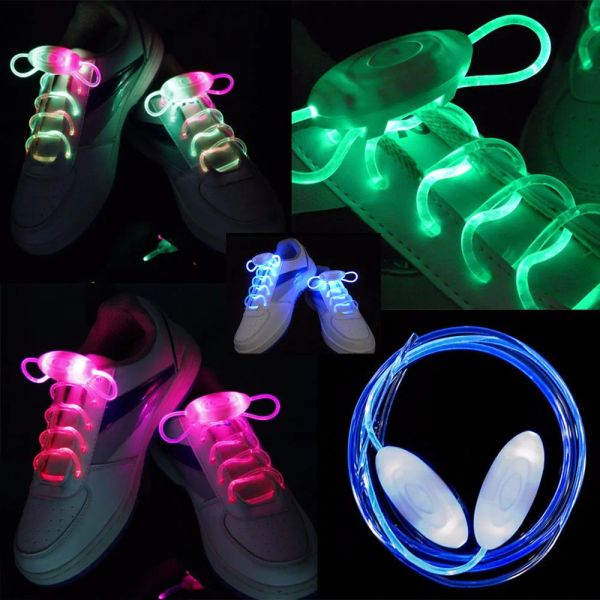 30 pièces (15 paires) lacets de chaussures clignotants LED lacets de chaussures en Fiber optique lacets de chaussures lumineux éclairer les chaussures dentelle LL