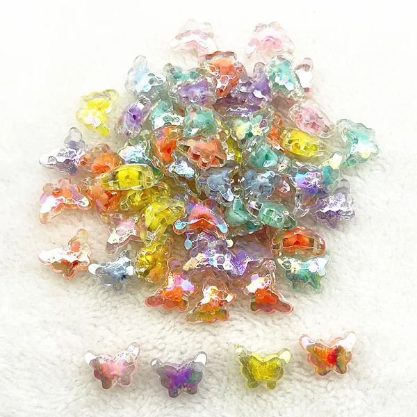 30pcs 15 mm mate/transparencia/abalizas de mariposa acrílica abdominales de color AB cuentas espaciadores sueltas para joyas que hacen pulseras de bricolaje accesorios