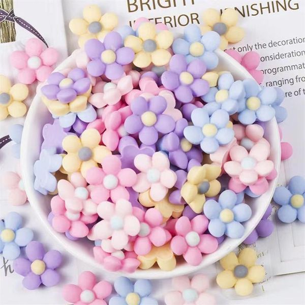 30 pièces 18mm mélange de couleurs claires composants en résine fleurs à cinq pétales cabochon à dos plat accessoires d'embellissement bricolage artisanat Scrapbooking311o