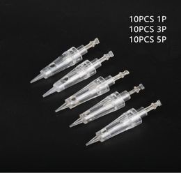 30 stcs 1p3p5p tattoo naalden cartridges wegwerp gesteriliseerde gemengde permanente make -up machine pen voor 3D wenkbrauw lippen eyeliner1457683