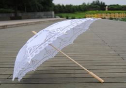 30 pièces 2017 nouveaux parasols en dentelle de couleur unie parapluies de mariage de mariée couleur blanche disponible 6034388