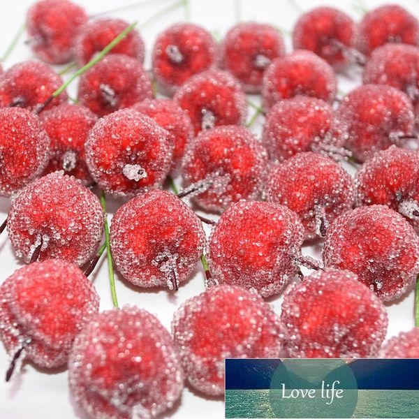 30pcs 2cm mini fausse artificielle fruit verre baies de grenade rouge cerise bouquet de cerisier rouge Stamen Noël décoratif Price usine de conception experte qualité