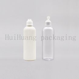 Bouteilles rondes vides en PET de 300ml, 30 pièces, blanc, transparent, avec capuchon rabattable, pour cosmétiques, pots de voyage de 300cc, en plastique