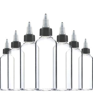 30 stks 30 ml 60 ml 100 ml 120 ml plastic lege inkt flacon twist top zwart cap transparante heldere fles tatoeage accessoires 220110