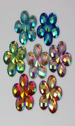 Strass en résine en forme de fleur de couleur AB, 30 pièces, 30mm, pierres à dos plat en cristal pour bijoux artisanaux, décoration ZZ5264104808