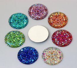 30pcs 30 mm AB Couleur Round Forme Résine Hinaistones Crystal Flatback Boutons Perles pour bijoux Accessoires Artisanat ZZ5213055652