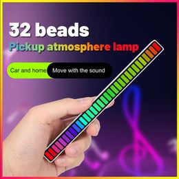 30Pcs 32LED Sound Pickup Lamp USB Charger RGB Muziek Ritme Ambient Nachtlampje Met App Controle Computer Desktop decora Verlichting