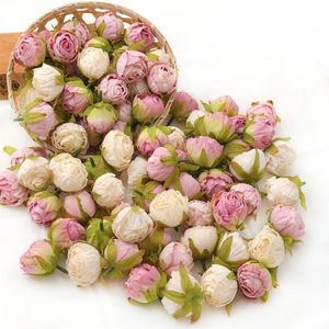 30pcs 34cm peinture à l'huile Rose Bud têtes de fleurs en soie artificielle décoration de mariage bricolage couronne Scrapbooking artisanat fausses fleurs 220815