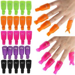 10 -stcs/set nagelbehandelingen Poolse remover clip afwezig van dopset kleurrijke plastic wrap tool manicure gereedschap gereedschap