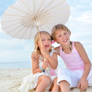 Parapluie en papier artisanal chinois, 30 pièces, 60/80cm, accessoire de photographie de mariage, décor de fête, Parasol en papier blanc à Long manche