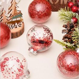 30 pièces 6 cm boule de Noël ornements décoratifs incassables en plastique transparent boules de Noël ensemble de boules avec décoration délicate en peluche 202136