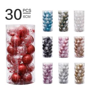 30 pièces 6CM boules de noël décorations de noël Transparent or blanc rose fête de noël Festival suspendus ornements d'arbre pour la maison 20290f