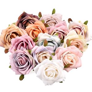 30pcs 6cm Peinture à l'huile vintage Rose Artificielle Têtes De Fleurs De Soie Décoration De Mariage DIY Guirlande Scrapbooking Artisanat Faux Fleurs 220527