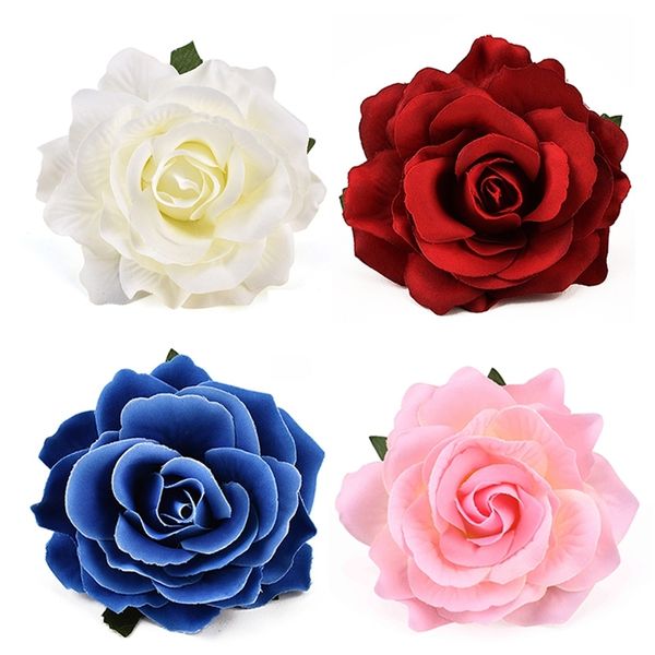 30 unids 9 cm Grandes cabezas de flores de seda de rosa artificial para la decoración de la boda DIY Guirnalda Caja de regalo Scrapbooking Craft Flores falsas 220527