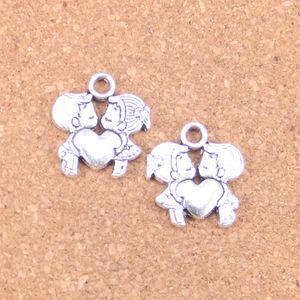 30 pièces Antique argent Bronze plaqué coeur amoureux chérie pendentif à breloques collier à faire soi-même Bracelet Bracelet résultats 22*21mm