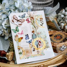 30 stks barokke postkantoor decoratieve stickers pack plant bloem vlinder vlinder goud sticker plakboek label dagboek Journal Planner