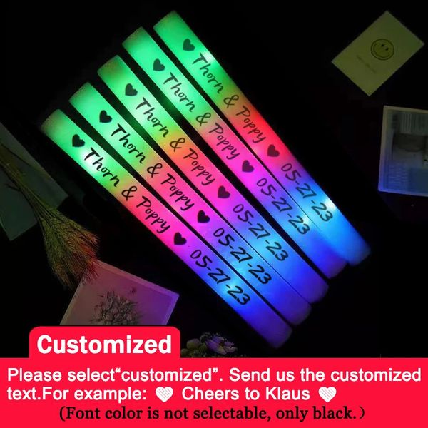 30pcs Cheer Tube Stick Glow Sticks Light Dark Light pour la fête en vrac coloré Décoration de mariage mousse RGB LED 240408