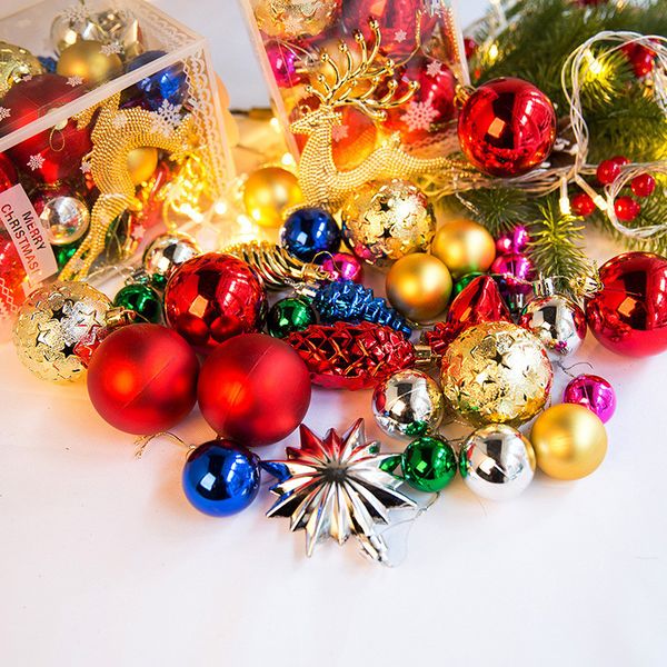30 pièces boules lumineuses de noël coffret cadeau arbre de noël peint boules suspendues pour Navidad nouvel an fenêtre décoration de la maison