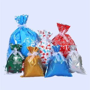 30 PCS Sacs-cadeaux De Noël Partie De Mariage Emballage Traite Sac Cordon De Santa Cadeau Sac Ornements De Noël Enfants Goodie Décoration 201006