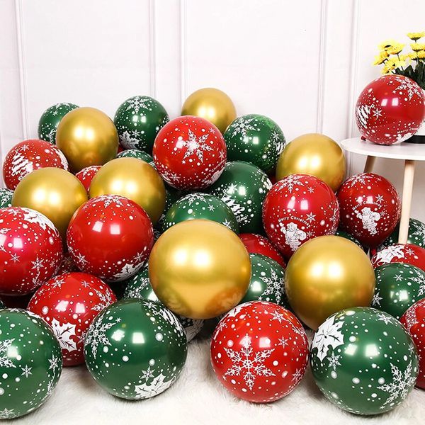 Ballons en Latex de noël, 30 pièces, 10 pouces, avec confettis dorés, verts et rouges, pour décoration de fête de l'année, 231220