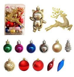 Boule lumineuse de noël, 30 pièces, ensemble cadeau, décoration de fenêtre de noël, boule suspendue colorée, pendentif d'arbre de noël