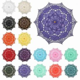 30 Uds clásico multicolor Noble elegante estilo palaciego brazo largo boda paraguas bordado guingán encaje Parasol ZZ