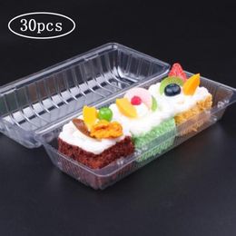 30 Uds. Cajas para pasteles y vasos de plástico transparente, embalaje transparente desechable para llevar Sushi, caja rectangular para pan de fruta, embalaje Bakery271S