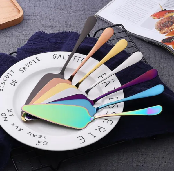 30 pièces pelle à gâteau colorée en acier inoxydable avec bord dentelé serveur lame Cutter tarte Pizza pelle gâteau spatule outils de cuisson