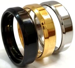 30 stks Comfort-Fit Goud Zilver Zwart 6mm Breedte Glanzend Spiegel Afwerking Oppervlakte Roestvrijstalen Band Trouwring Trendy Klassieke Sieraden